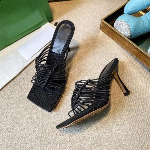 Hot Sale Modern Slippers Women Narrow Band Women Shoes High Quality Flip Flops Square Toe Zapatillas Mujer Chaussure Femme 2021