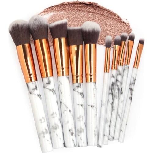 10pcs/set Marble Makeup Brushes Tools Cosmetic Powder Eye Shadow Foundation Blush Blending Beauty MakeUp Brushs Maquiagem