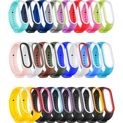 14 Colors Watchband Suitable For Xiaomi Bracelet 5 Silicone Two-color Strap Soft No Cracking Durable For Daily Wear 2021 Hot