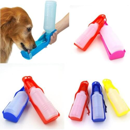 250ml Foldable Pet Dog Drinking Water Bottles Travel Hand Held Puppy Dogs Squeeze Water Bottle Dispenser Flip Down Water Pan