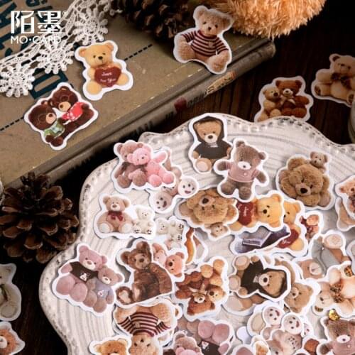 Journamm 46pcs Cute Bear Kawaii Creative Mini Sticker Decoration Diy Ablum Diary Scrapbooking Label Sticker Stationery Supplies