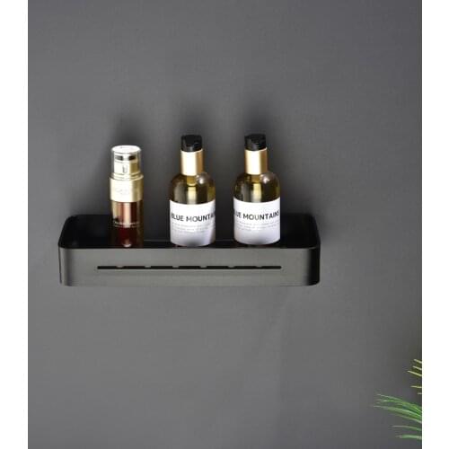 Aluminum Storage Shelves Bathroom Makeup Rack Black Shampoo Shelf Basket Organizer For Kitchen Accessories