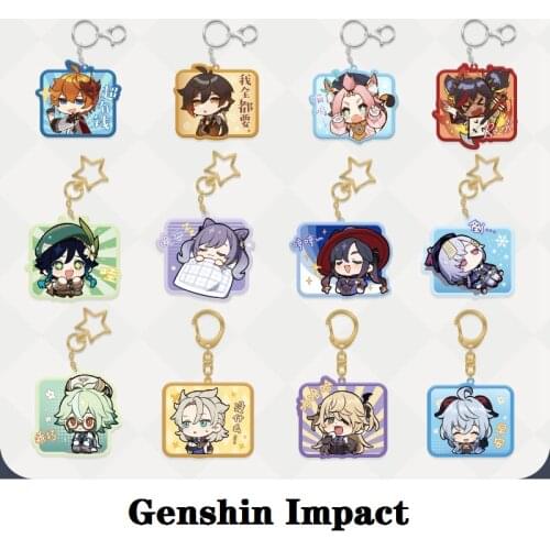 Anime Game Genshin Impact Keychain Project Q Version Characters ZHONGLI / MONA / VENTI / ALBEDO And Many Other Characters Gift