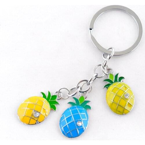 FREE SHIPPING by FEDEX 100pcs/lot 2015 New Wholesale Metal Zinc Alloy Pineapple Keychains Keyrings for Promotion