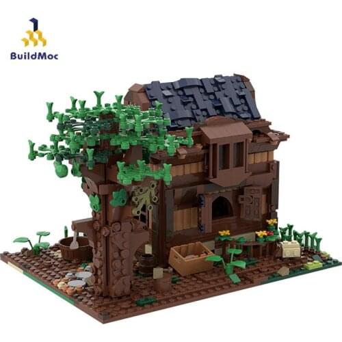 BuildMoc City Building Treehouse Blocks Street View Medieval House Modualr Building Blocks Bricks DIY Toy for Kids Birthday Gift
