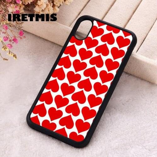 Iretmis 5 5S SE 2020 Phone Cover Case for iPhone 6 6S 7 8 Plus X Xs XR 11 12 Mini Pro Max Rubber Silicone Red Hearts Pattern