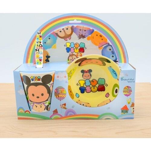 Disney Creative cute cartoon childrens tableware dishes spoons cups melamine bowls gifts four-piece set