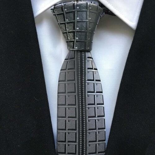 Designer Mens Ties Unique Panel Necktie Silver Gray Unique Plaids Neck Tie for Men