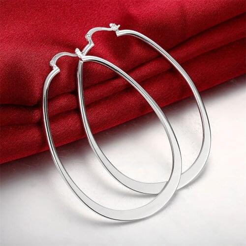 Hot Sale 925 Sterling Silver Simple U Shaped Hoop Earrings For Women Fashion Jewelry Wedding Accessories Oreilles