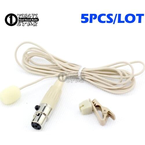 5Pcs Mini XLR 4 Pin TA4F Plug Condenser Lavalier Mic Lapel Tie Clip Microphone Mikrafon For SHURE Karaoke Wireless Transmitter