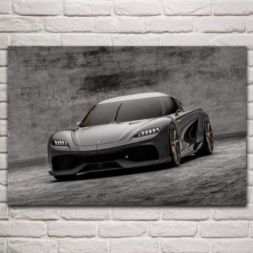 Cool gray supercars vehicles black and white sport car monochrome living room home wall art decorative fabric poster KP161