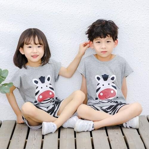 Summer Boys Girls Pajamas Set Short Sleeve Cartoon Kids Clothes Suit Cotton Childrens Pyjamas Baby Sleepwear Infantil Pijamas