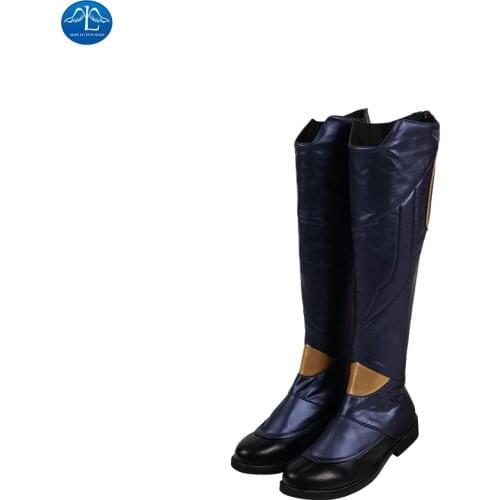 MANLUYUNXIAO Superhero Captain Cosplay Boots High Tube Carol Danvers Leather Shoes Black Halloween For Women Custom Made