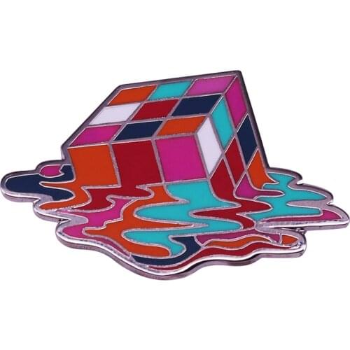 Sheldon Rainbow Melting Rubiks Cube Science Enamel Brooch Pins Badge Lapel Pin Alloy Metal Fashion Jewelry Accessories Gifts