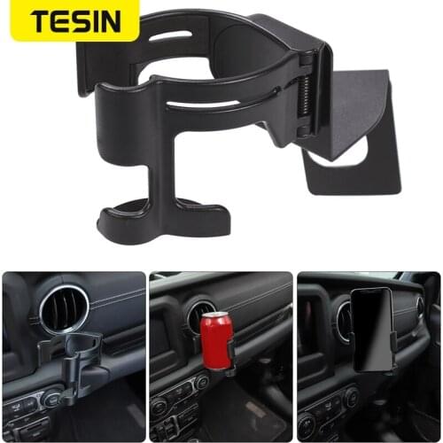 Multi-Function Drink Cup Phone Holder 2 in 1 Bolt-On Stand Bracket Organizer for Jeep Wrangler JL 2018-2019 Car Accessories