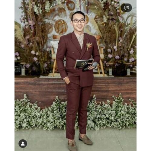 Fashion Mens Double Breasted Wedding Suits For Men Groom Best Man Party Prom Suit Male Blazer Custom Costume Homme Mariage New