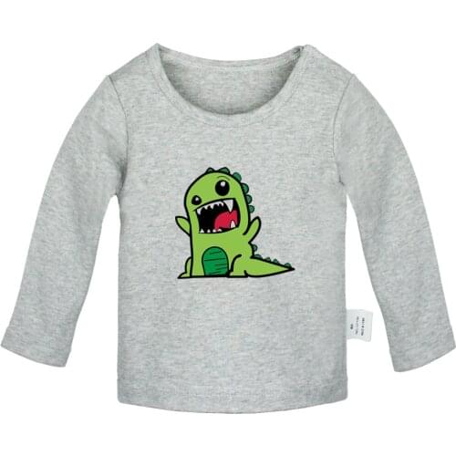 Cartoon Dinosaur Fashion Popular SAINT Funny Cute TSM Newborn Baby T-shirts Toddler Graphic Solid Color Long Sleeve Tee Tops