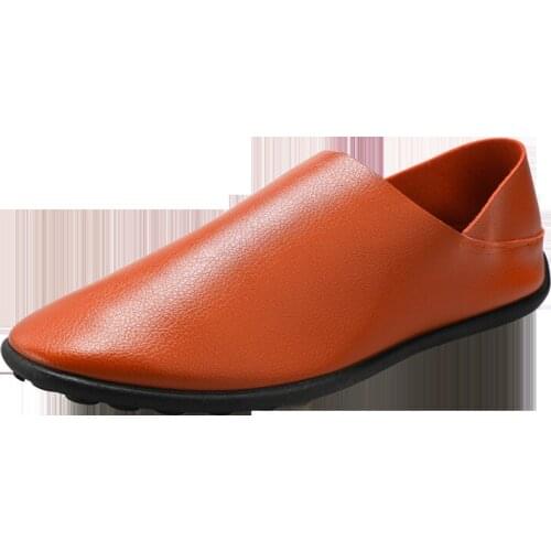 2021 Spring Autumn New Fashion Leather Casual Shoes for Man Breathable Slip-on Flat Loafers with Platform Waterproof for Daily