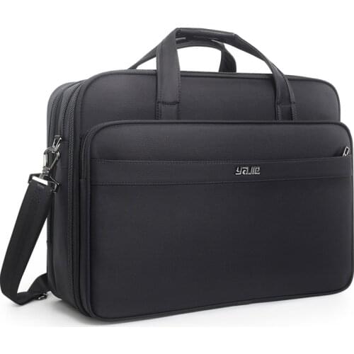 17 Inches Mens Briefcase Business Travel Large Capacity Black Waterproof Oxford Laptop Bag