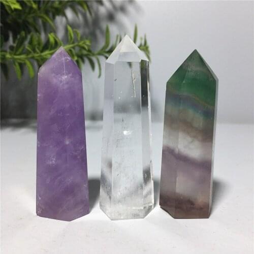 6-5cm) Natural Dream amethyst+ fluorite+ quartz crystal wand
