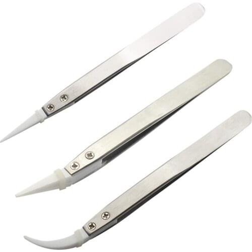 Non Conductive Ceramic Tweezers IC SMD SMT Tweezers Heat Resistant 1000 Degree Hand Tools