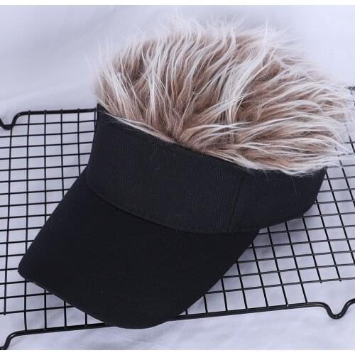 2021 Summer Men Women Casual Concise Sunshade Adjustable Sun Visor Baseball Cap with Spiked Hairs Wig Baseball Hat with Wigs