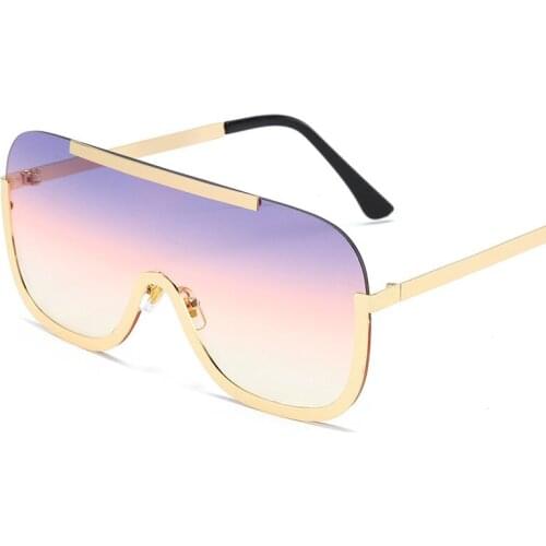 2021 new Occident conjoined piece of frameless sunglasses big box individuality sunglasses fashion sunglasses