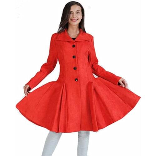 New Womens Body in The Long Section of Woolen Coat Explosions Large Pendulum Thick Coat Multi-code Solid Color Round Neck