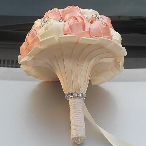 New arrived pink artificial wedding bouquets crystal bridemaid wedding bouquets for wedding decoration