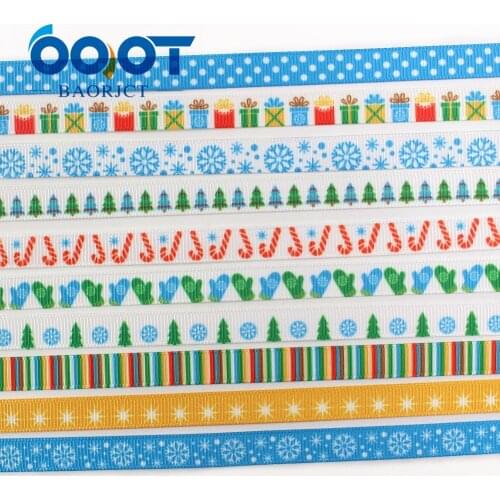 OOOT BAORJCT I-19726-1701,10mm,10yards Christmas series grosgrain ribbons,bow cap accessories and decorations,DIY materials