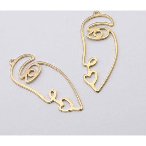 10pcs Brass Abstract Human Face Charms Pendant For Woman DIY Earring Jewelry Findings Making