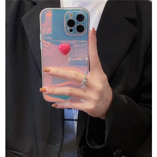 Qianliyao Love Heart Phone Cases For iPhone 12 11 Pro Max XS Max XR X 7 8 Plus SE 2020 Laser Gradient Soft Silicone Back Cover