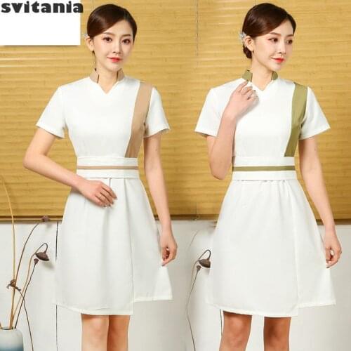 Cosmetologists Work Clothes Dress Beauty Salon Workwear Womens Teahouse Health Club Foot Bath Work Uniform
