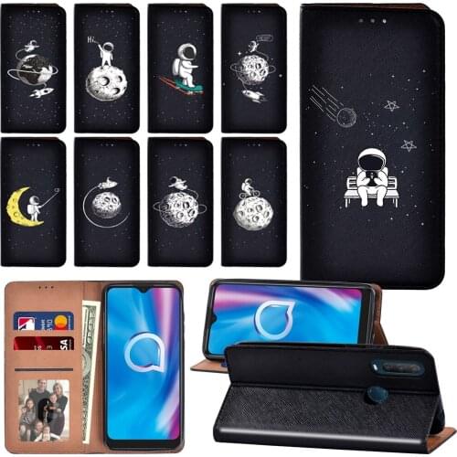 Luxury Flip Case for Alcatel 1C/1S 2020/1V 2020/3L 2020 Astronaut Pattern Durable Phone Cover Case