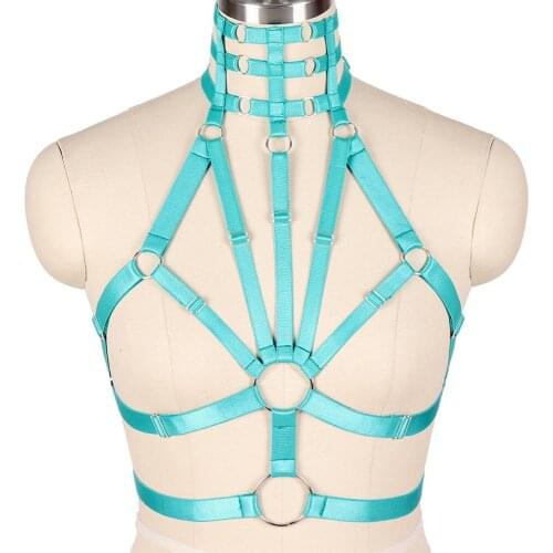 Sexy Outfit Woman Erotic Hot Stocking On The Body Sexy Things Goth Harness Bra Chest Bondage High Neck Lingerie Exotic Clothes