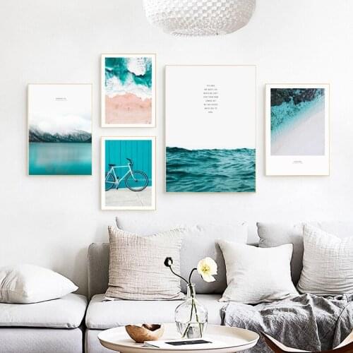 Modern Seascape Mountain Bicycle A4 Canvas Painting Posters And Prints Bedroom Decoration Wall Art Pictures for Living Room