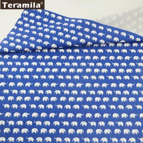 Teramila Fabric Printed Cartoon Little Elephant Style 100% Dark Blue Cotton Patchwork Dolls Quilting Home Textile Dress Cloth