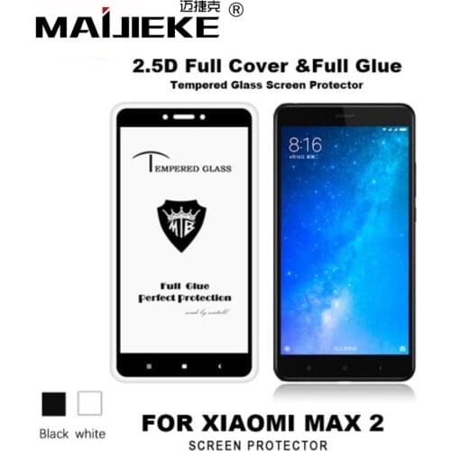 MAIJIEKE 2.5D Full Glue For Xiaomi Mi Max 2 Mi Mix 3 2 2s Full Coverage Tempered Glass For Xiaomi Mi Max Screen Protector