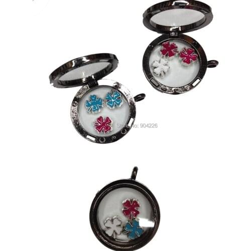10 lockets/lot 30 mm gun black alloy floating charms magnet living locket + 30 flating charms free ship