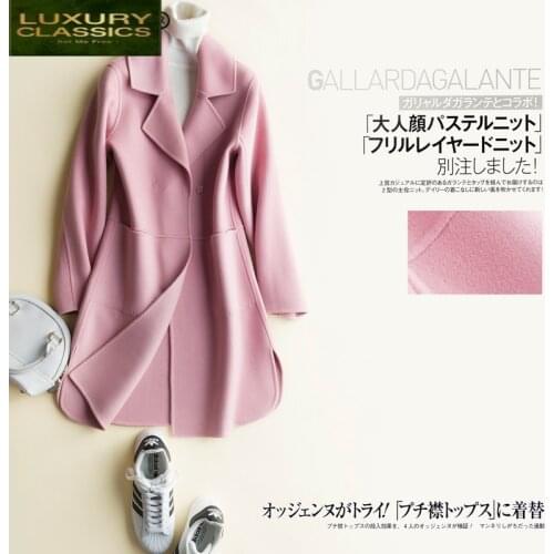 100% Winter Coat Female Wool Abrigo Mujer Invierno 2021 Korean Elegant Cashmere Long Jacket Ladies Pink Coat Hiver CS1666