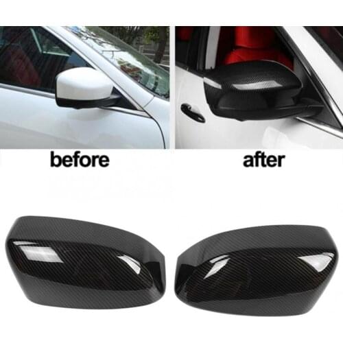 2pcs Carbon Fiber Rearview Side Mirror Cover Trim Decoration for Maserati Levante - car side mirror accessories