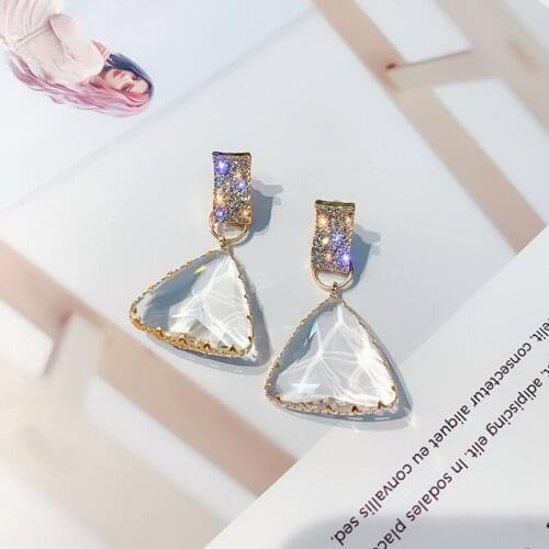 2019 new brand design super flash inlaid zircon triangle earings fashion jewelry generous minimalist Korean earrings for women