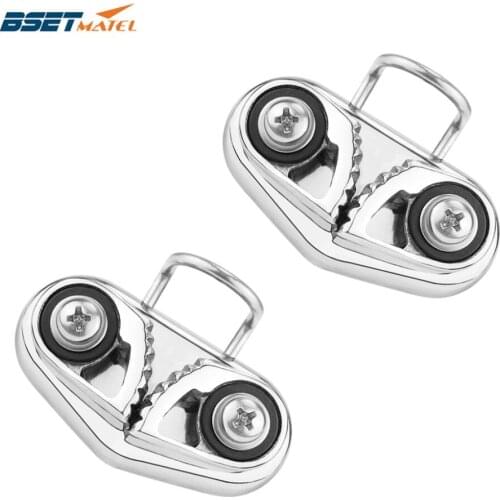 2X SS 316 Cam Cleat with Wire Leading Ring Boat Cam Cleats Matic Fairlead Marine Sailing Sailboat Kayak Canoe Dinghy Pilates