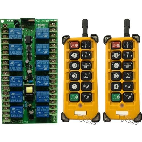 3000m AC220V 12CH Channel 12CH Radio Controller RF Wireless Remote Control Overhead travelling crane System Receiver+Transmitter