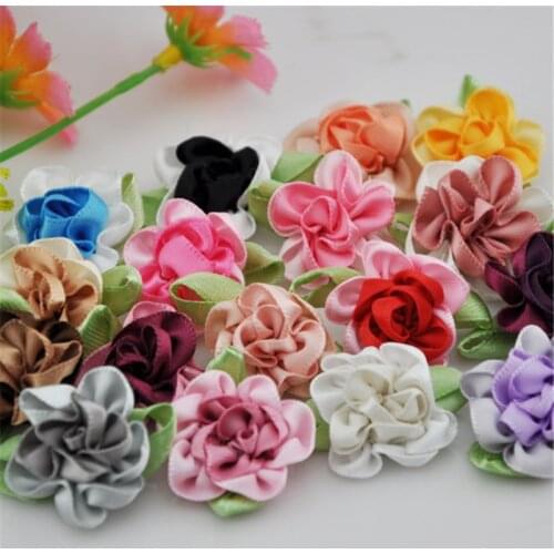 40pcs 2tone Satin Ribbon Flowers Bows Appliques Craft Wedding U pick E47