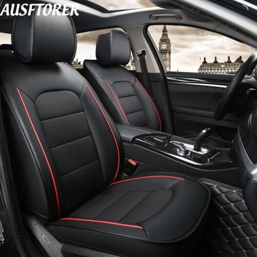 AUSFTORER Custom Fit Cowhide Leather Covers Seat for Audi A6 Seat Cover Car Cushion Seats Protectors Interior Accessories 14PCS