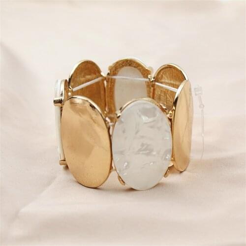 Big Statement Gold Color Geometric Adjustable Shell Bracelet Bangles for Women Female Party Wedding Daily Bracelet Jewelry