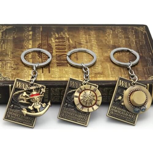 Anime One Piece Keychain Metal Ace Law Key Chain Pendant Key Ring Key Holder Anime Car Accessories Chaveiro Charm llaveros