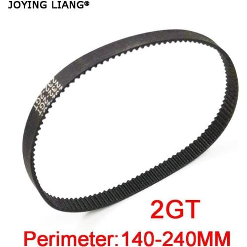 Nice 2GT Black Rubber Timing Belt 6mm Width Perimeter 140-240mm Closed Loop Synchronous Belt Transmission Parts Accessories