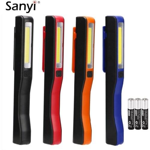 COB LED Flashlight Mini Penlight Magnetic Working Light Torch Inspection Lamp Pocket Clip Light Portable Lanterna For Car Repair